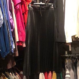 NWT black faux leather accordion skirt!